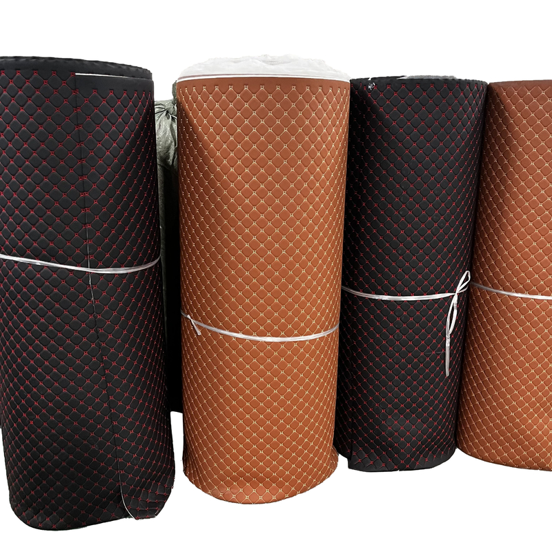 Araba Koltuğu Kapağı İçin Köpüklü ve Nonwoven Destekli Kapitone Nakış PVC Deri